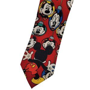 2/$15 Disney Balancine Mickey Christmas Necktie Red 58" Polyester Ornament VTG